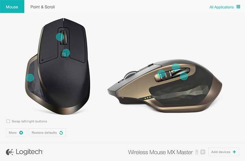 Logitech Options screen