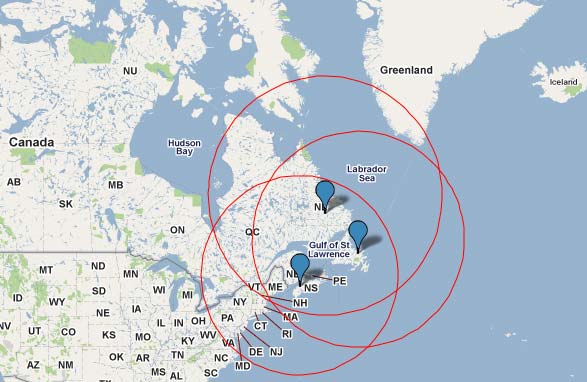Effective range of F-35 with external tanks from Canadian Force Bases with airfields